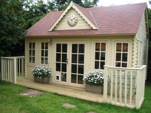 log cabins garden